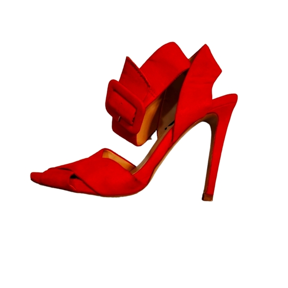 Zara Shoes - Zara Red Suede Ankle Strap Heels